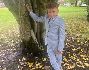 Boys 5 piece grey/blue suit by milano mayfair