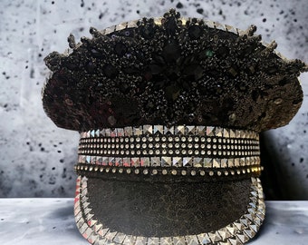 Damen Militär Hüte in schwarz und Splitter Braut zu sein besondere Geburtstag Festival Karneval Hüte besondere Anlässe behalten sake
