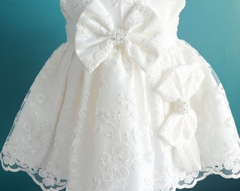 Baby girl embroidery flower christening / flower girl dress