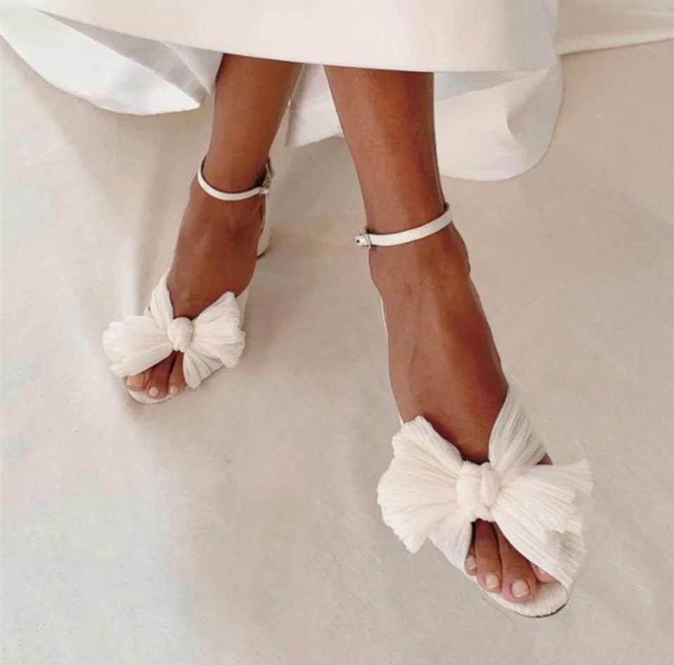 White Bows Heels - Etsy