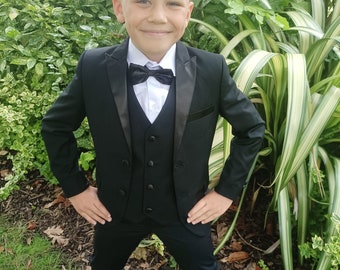 Boys black Tuxedo 5 piece suit