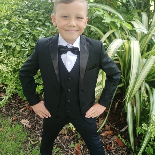 Boys black Tuxedo 5 piece suit