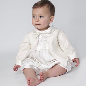 Costumes de baptême pour garçon veste diamontie ivoire tenues de cérémonie tenues parfaites pour occasions spéciales bébé garçon look brillant et costume magnifique