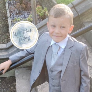 Boys 5 piece light grey suits smart weddings formal all occasions perfect suit page boys wedding guests