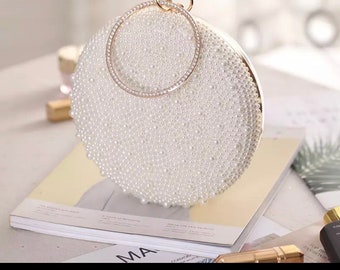 Bride pearl clutch bag wedding day bride to be