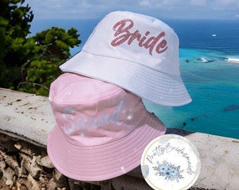Personalised Bride squad bucket hats bride to be hen party custom made pink bucket hat white bucket hats bridal party hats