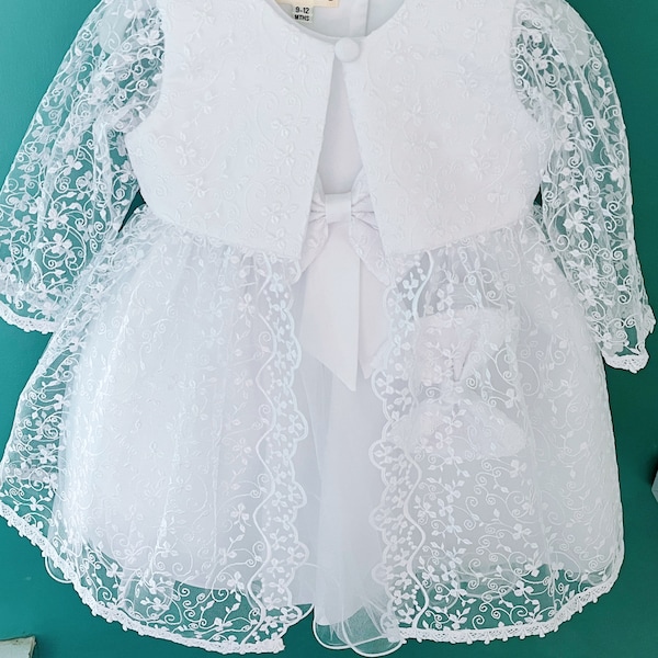 Christening Baby Girl Jacket Etsy UK