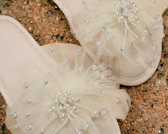 Bride to be pearl slippers