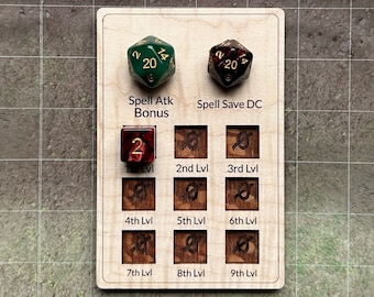 Handcrafted Wooden Spell Tracker for RPGs