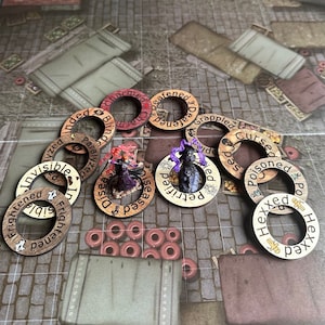 Handcrafted RPG Character Status Wooden Rings