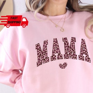 Mama Animal Print Shirt Mama Leopard T-Shirt Mother Day Gift Varsity Mama Sweatshirt