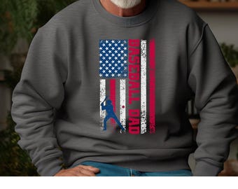Baseball Dad Shirt American Flag Shirt Gift for Dad Patriotic Baseball Dad Sweatshirt