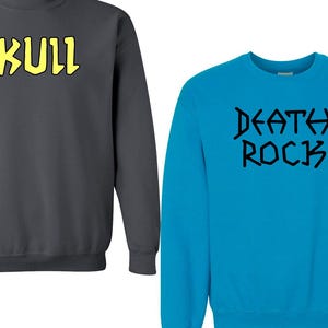 Crewneck Sweatshirt Soft Cotton Death Rock / Skull Shirt Beavis and Butthead Halloween Costume Size Varies Funny 90s Tv Shows MTV AC DC Fast