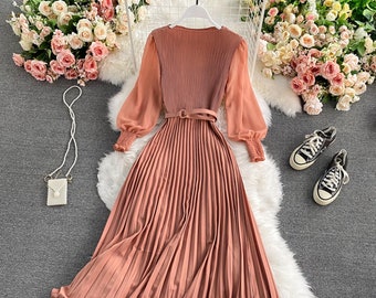 Pleated Cotton Dress - Etsy