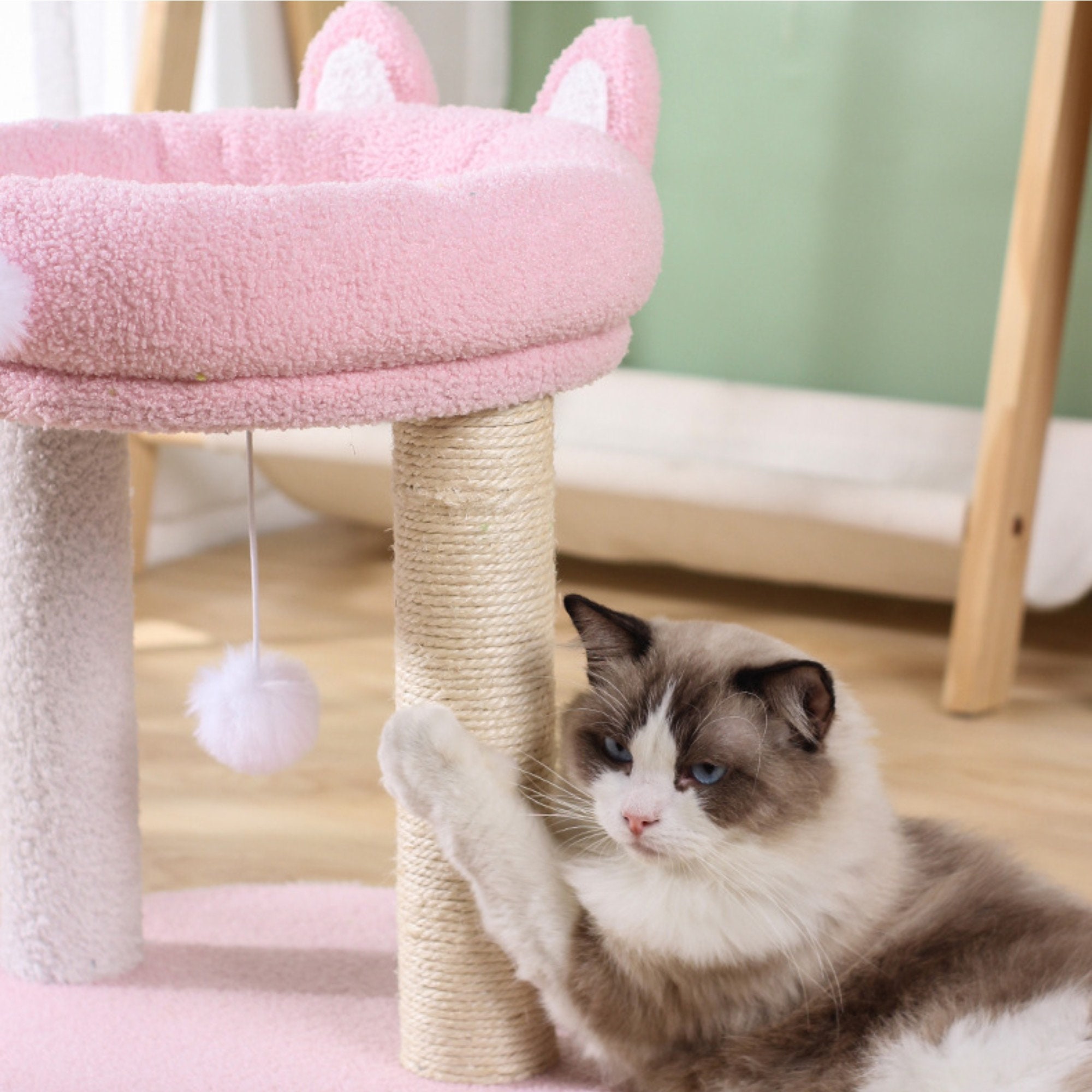 Rabbit Ears Cat Tree Pink Cat Tree Modern Cat Climbing Tree Etsy
