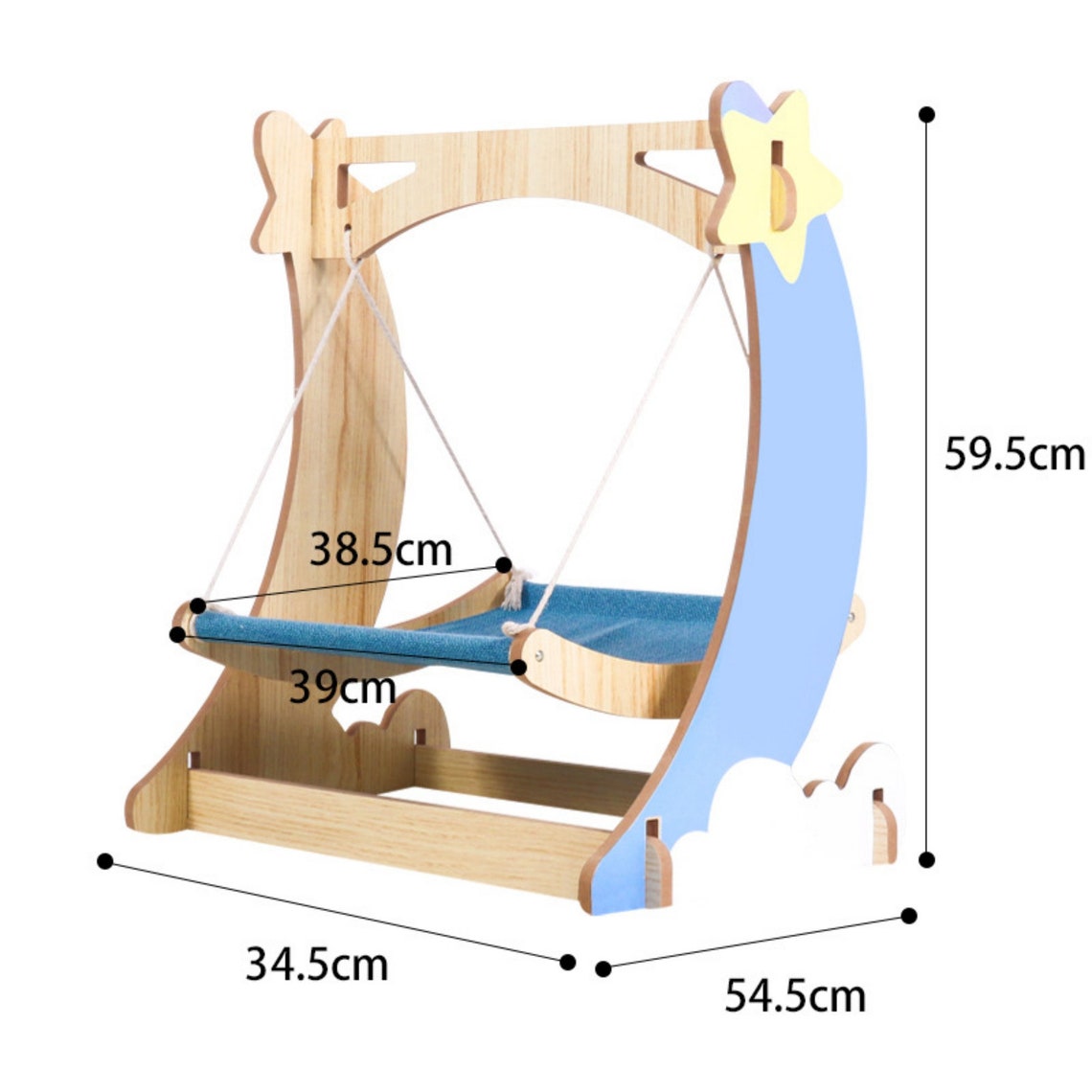 Star Cat Hammock Hanging Swing Cat Hammock Blue Modern Cat image 2