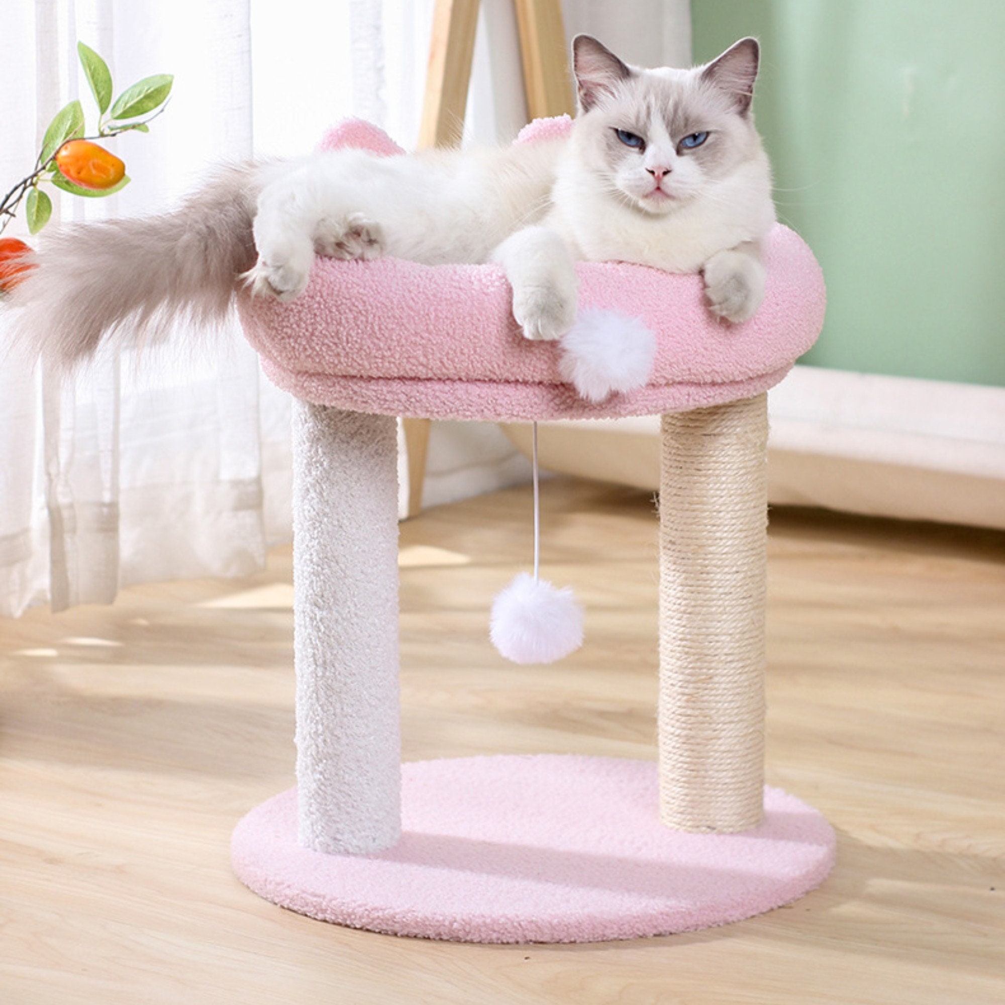 Rabbit Ears Cat Tree Pink Cat Tree Modern Cat Climbing Tree Etsy