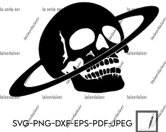 Skull Planet SVG PNG DXF Celestial Space Saturn Rings Skeleton Planet Astronomy Astrology pdf eps Vector Digital Download Graphic cricut