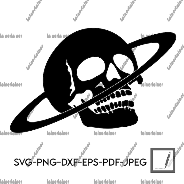 Skull Planet SVG PNG DXF Celestial Space Saturn Rings Skeleton Planet Astronomy Astrology pdf eps Vector Digital Download Graphic cricut