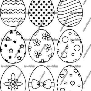 Diseño de huevos de Pascua Bundle Vector Clipart, Circut Archivo de corte, DXF PNG svg jpeg eps Silhouette Shirt dibujo para colorear