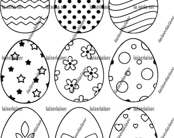 Easter Eggs design Bundle Vector Clipart, Circut Cutting file, DXF PNG svg jpeg eps Silhouette Shirt coloring page