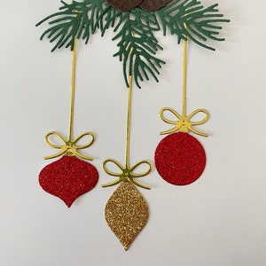 Christmas Decoration Diecut x 1 Fully Assembled Ready to Use Baubles Glitter Foil Card Making Papercraft Scrapbooking