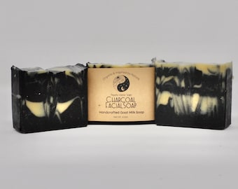 Charcoal Facial Soap with Lavender and Tea Tree Organic Handcrafted Goat Milk