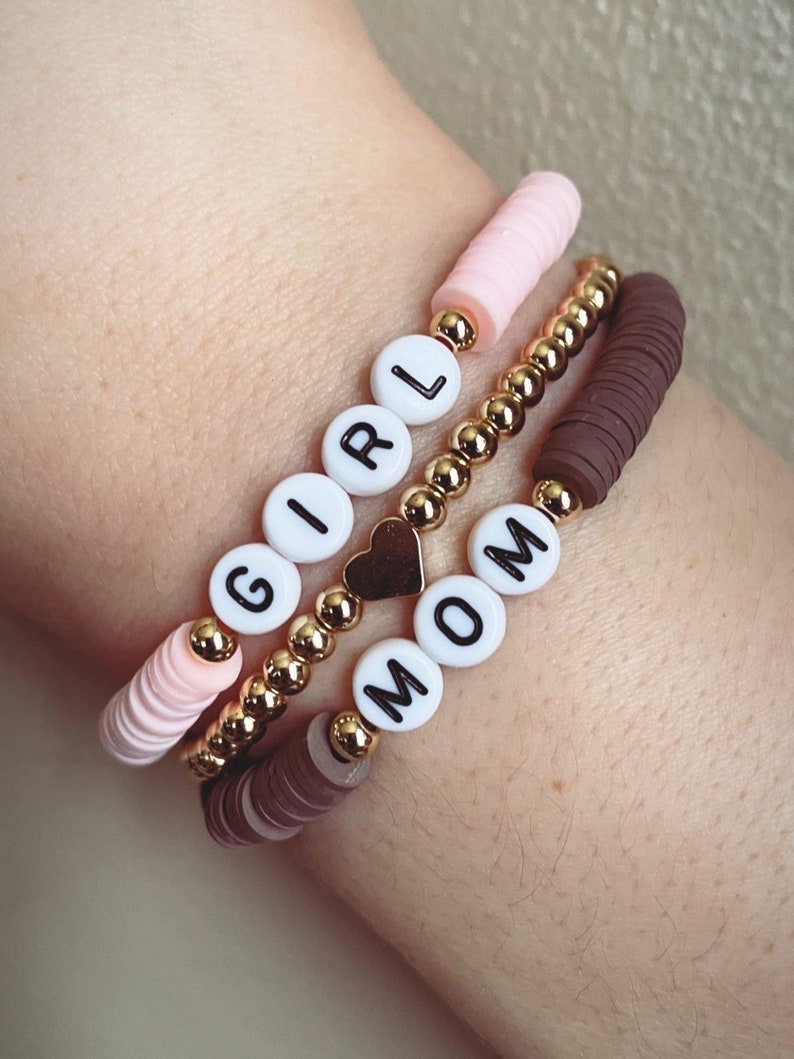 Custom Boy Mom and Girl Mom Heishi Bracelets Heishi Bracelet Etsy