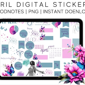 April Planner Stickers: GoodNotes Pre-Cropped PNG (Digital Download)