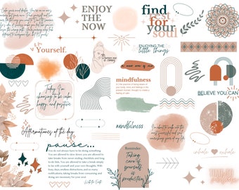Motivational Digital Planner Stickers: Goodnotes Pre-Cropped PNG Clipart