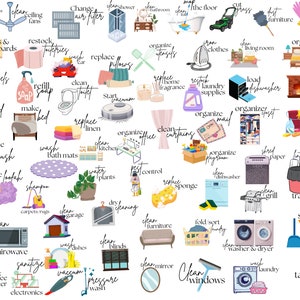 Household Icon Stickers | Everyday Basic Digital Planner Stickers | Daily Word Digital Stickers- Pre-Cropped GoodNotes PNG Digital Stickers