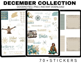 December Planner Stickers: Motivational Clipart for Goodnotes, PNG (Digital Download)