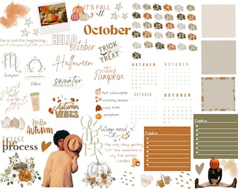 October Planner Stickers: Motivational Clipart, Goodnotes PNG (Digital Download)