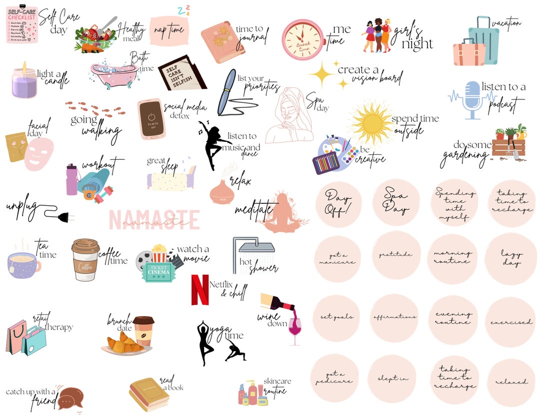 Self Care Digital Planner Stickers: Motivational Goodnotes PNG (pre ...