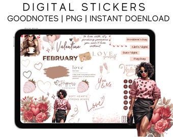 February Planner Stickers: Motivational Goodnotes Clipart (Digital Download)