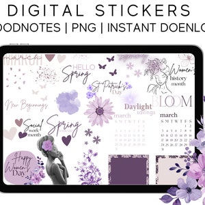 March Planner Stickers: Motivational Goodnotes Clipart (Digital Download)