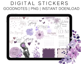 March Planner Stickers: Motivational Goodnotes Clipart (Digital Download)