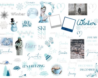 Adesivi per agenda digitale invernale: Goodnotes PNG preritagliato (download digitale)