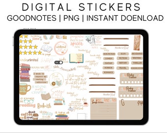 Adesivi per la lettura: Clipart motivazionale per planner digitale (Goodnotes e PNG)