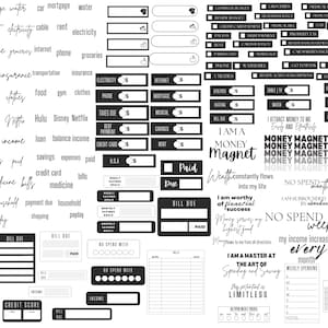 Digital Stickers | Budget Stickers for Financial Planner | Minimalist | Pre-Cropped for GoodNotes and PNG  Budget, Expense & Income Tracker