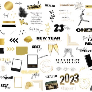 New Year New Vision | Digital Planner Stickers Motivational | Pre-Cropped Goodnotes and PNG Digital Planner Stickers - Clipart