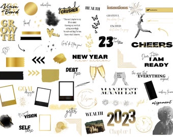 New Year Vision Digital Planner Stickers: Motivational Clipart (Goodnotes & PNG)