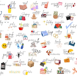 Everyday Icon Digital Planner Stickers: Dark Mode, Pre-Cropped (GoodNotes & PNG)