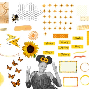 Bee Beautiful | digital planner stickers, digital planning, Pre-Cropped GoodNotes and PNG stickers, Clipart