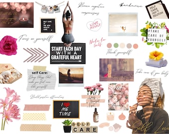 Self Care Digital Planner Stickers: Motivational Clipart (Goodnotes & PNG)