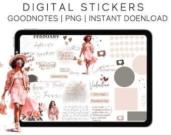 February Planner Stickers: Motivational Clipart for GoodNotes (Digital Download)