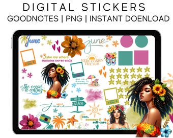 June Digital Planner Stickers: Motivational Clipart (Goodnotes & PNG)