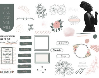 Joyful Motivational Planner Stickers: Goodnotes & PNG (Digital Download)