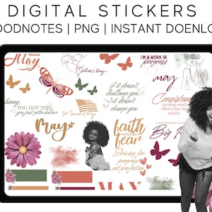 May Stickers 2025 | Digital Planner Stickers Motivational | Pre-Cropped Goodnotes and PNG Digital Planner Stickers - Clipart