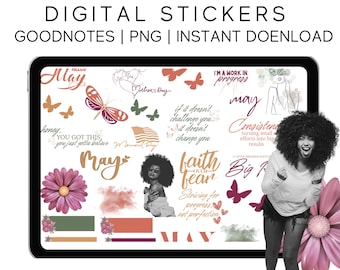 May 2025 Planner Stickers: Motivational Clipart for GoodNotes (Digital Download)